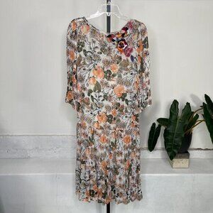 Meadow Rue By Anthropologie Womens Multi Embroidery Espalier Tunic Dress Size L